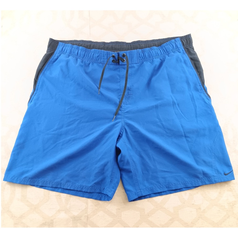 Nike Men's Blue Athletic Swim Trunks Shorts XL Elastic Waist Drawstring Pockets